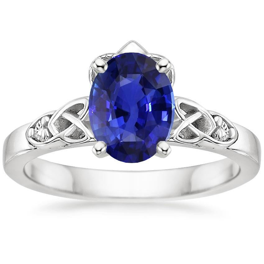 Three Stone Engagement Ring Vintage Style Ceylon Sapphire 3.25 Carats