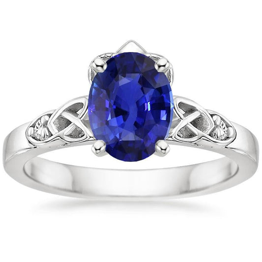 Three Stone Engagement Ring Vintage Style Ceylon Sapphire 3.25 Carats