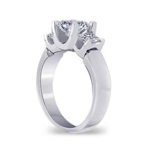 Three Stone Ring Princess Diamond 2.30 Carat White Gold 14K New