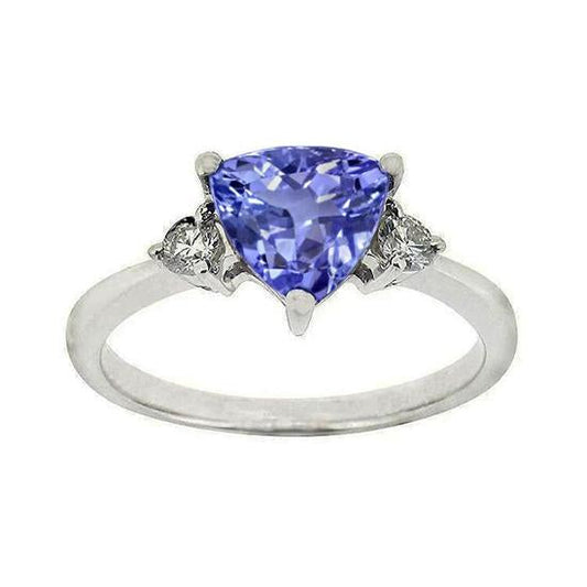 Three Stone Tanzanite And Round Diamonds 4 Carats Gemstone Ring New
