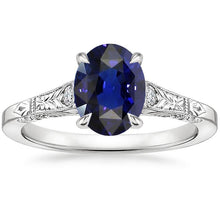 Three Stone Vintage Style Ring Oval Ceylon Sapphire 2.25 Carats