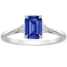 Trillion Diamond & Ceylon Sapphire Emerald 3 Stones Ring 3.25 Carats
