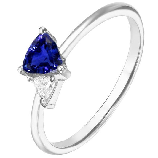 Trillion Sapphire & Diamond Ring 1.25 Carats Women’s Jewelry
