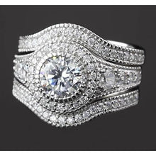 Vintage Anniversary Ring Set 4 Carats Round Diamond White Gold 14K