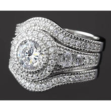 Vintage Anniversary Ring Set 4 Carats Round Diamond White Gold 14K