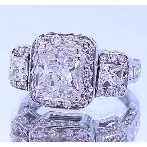Vintage Inspired 3.50 Carats Cushion Diamond Anniversary Ring