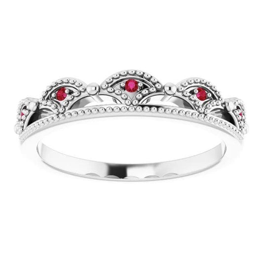 Wedding Aniversary Band 0.50 Carats Antique Style Ruby Women Jewelry