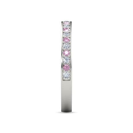 Wedding Band 0.60 Carats Round Diamond & Pink Sapphire Women Jewelry