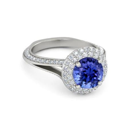 White Gold 14K 3.75 Carats Tanzanite With Diamonds Ring