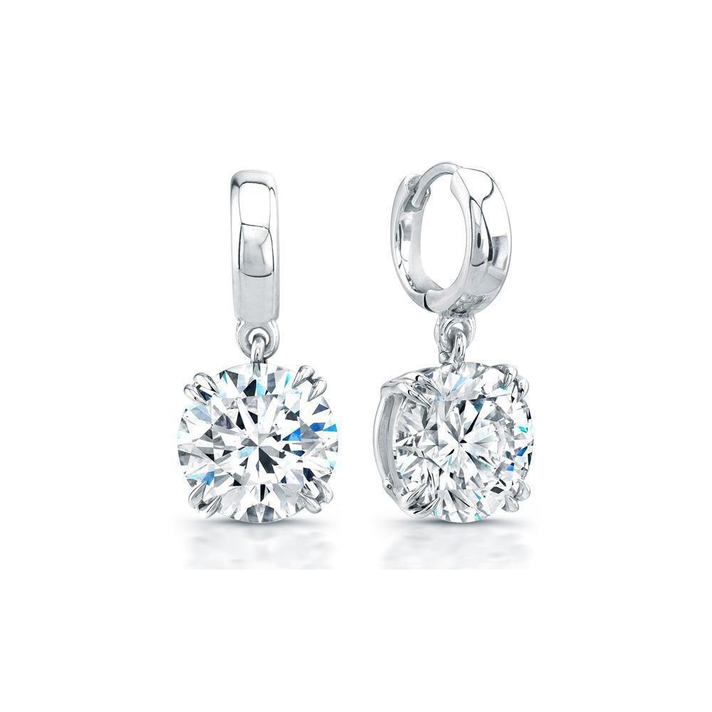 White Gold 14K Ladies Dangle Earrings Diamonds 3.00 Carats F Vs1