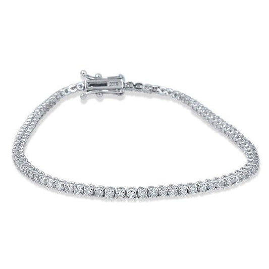 White Gold 14K Natural Round Cut Diamond Tennis Lady Bracelet 7 Ct