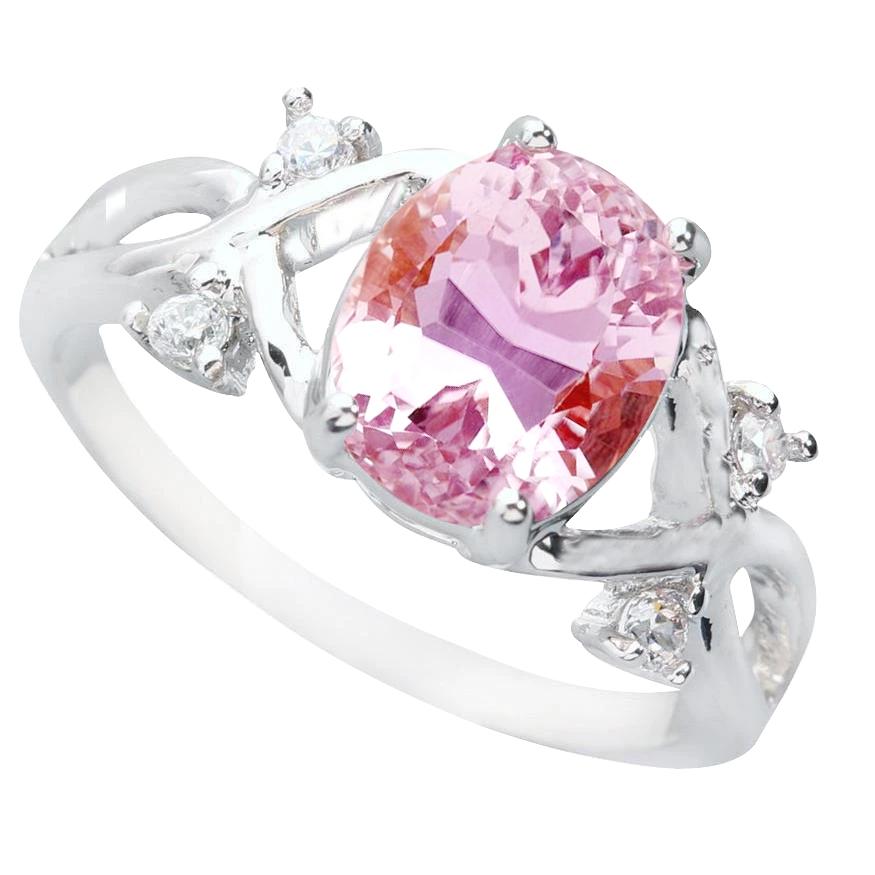 White Gold 14K Pink Kunzite With Diamonds 32.60 Carats Wedding Ring