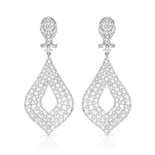 White Gold 14K Women Chandelier Earring Round Diamonds 5 Carats