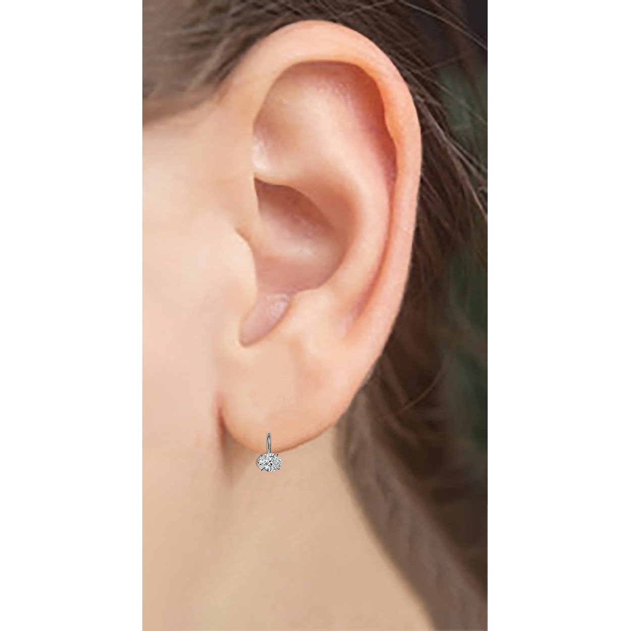 White Gold 2 Ct Shepherd Hook East West Style Oval Diamond Earrings