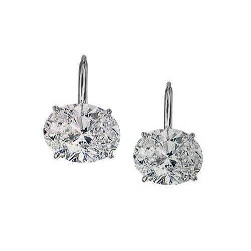 White Gold 2 Ct Shepherd Hook East West Style Oval Diamond Earrings