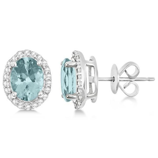 natural round aquamarine 5.80ct earring front view