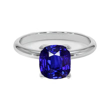 White Gold Solitaire Ring Cushion Sri Lankan Sapphire 2.25 Carats