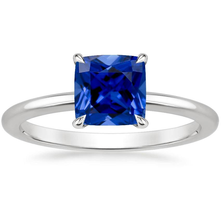Women Gemstone Ring Solitaire Sri Lankan Sapphire Cushion 2.25 Carats