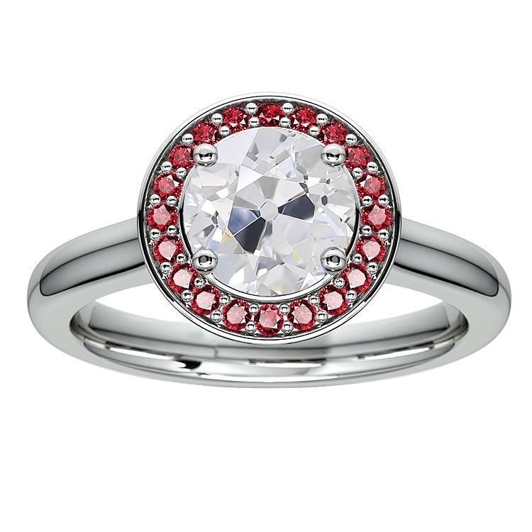 Women Halo Ring Round Old Miner Diamond Pink Sapphire 4.50 Carats