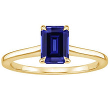 Women Solitaire Ring Yellow Gold Emerald Ceylon Sapphire 2.50 Carats