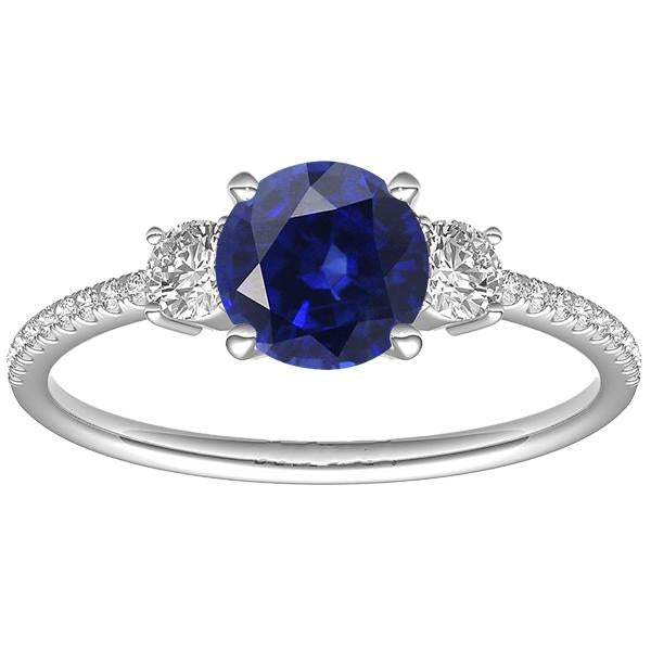 Women's Diamond Sapphire Ring 3.50 Carats Round Cut Gold With Accents
