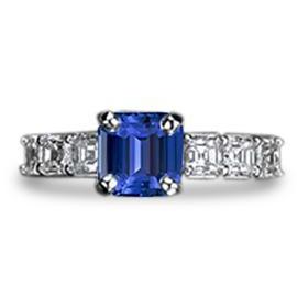 Women's Emerald Gemstone Ring With Accents 2.50 Carats Ceylon Sapphire