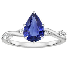 Women's Sapphire Ring Pear With Marquise Diamond Accents 4.50 Carats