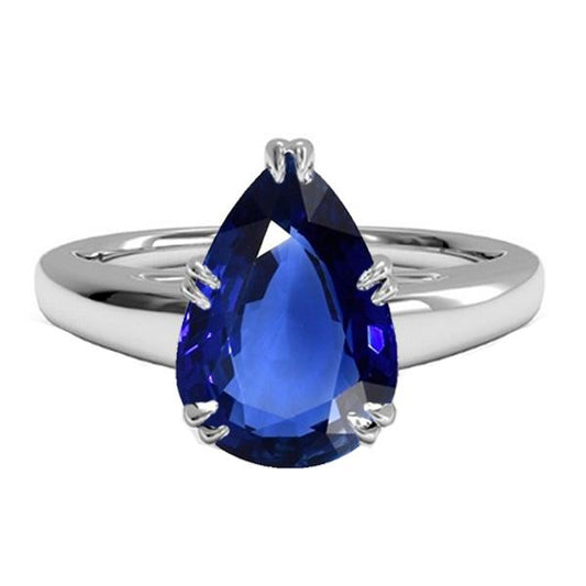 Women’s Solitaire Anniversary Ring Blue Sapphire 3 Carats