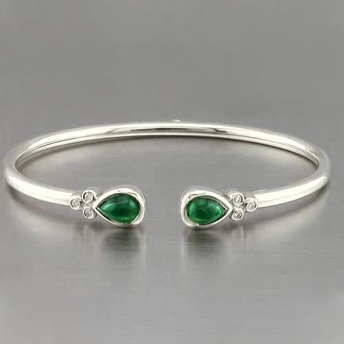 Yellow Gold Green Emerald Gemstone Bracelet 2.30 Carats Women Jewelry New