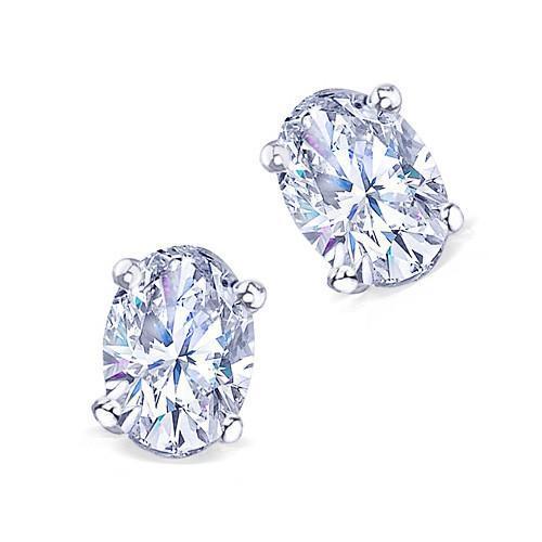 Diamond Oval Cut 1 Carat Diamond Stud Earring White Gold New