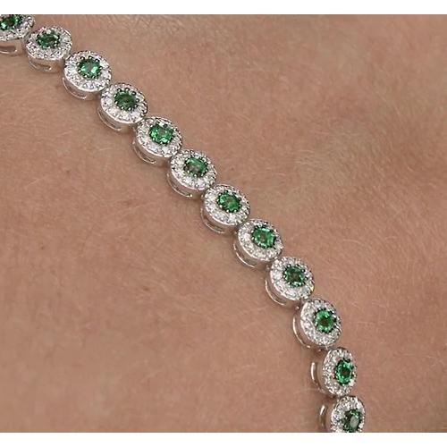 Diamond Tennis Bracelet 12 Carats Green Sapphire Prong Set
