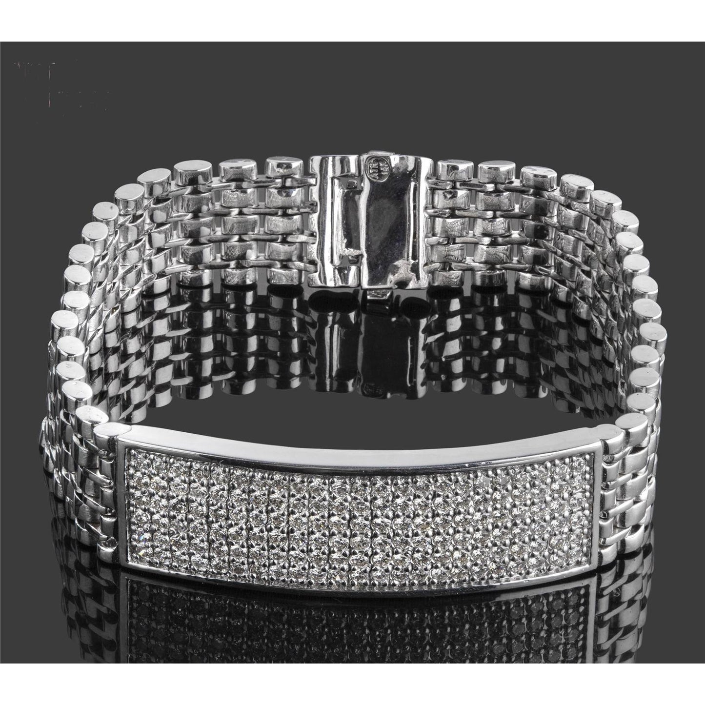 Natural Round Cut Diamond Men Bracelet White Gold 14K 9 Carats