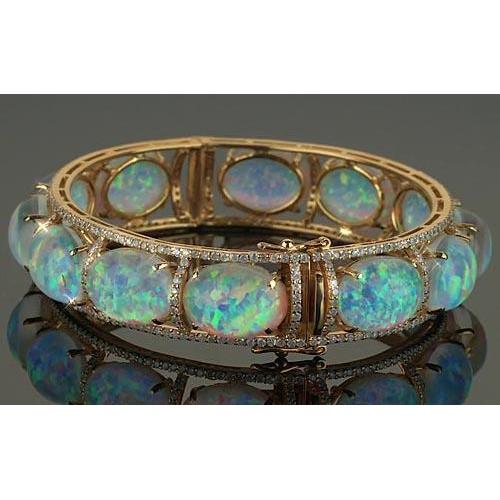 Opal Diamond Bracelet Prong Set 89 Carats Bracelet Women