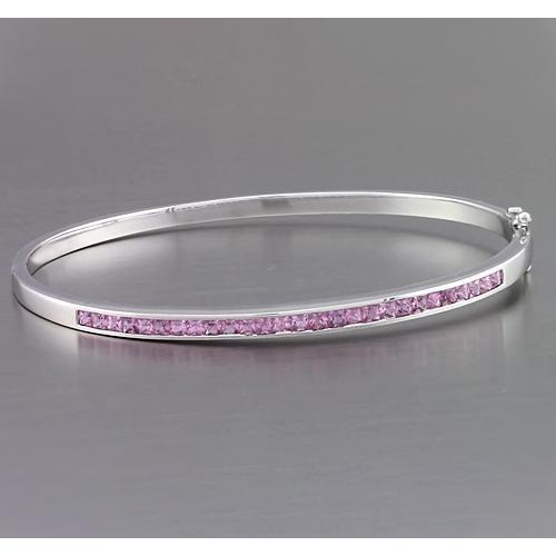 Pink Sapphire Bangle 5 Carats Women Jewelry White Gold