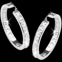 Princess Cut Channel Set Diamond Hoop Earring Gold 14K 3 Carats