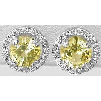natural round sapphire 5ct earring front view
