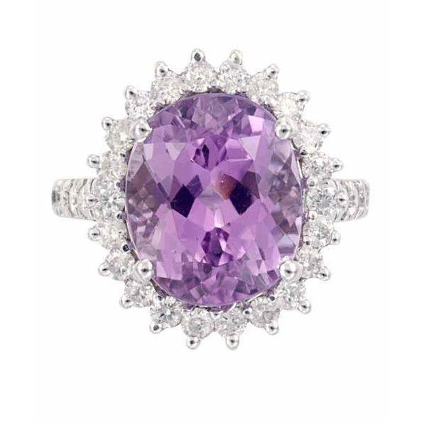 White Gold Pink Natural Kunzite And Diamond Fancy Ring Jewelry 21 Ct