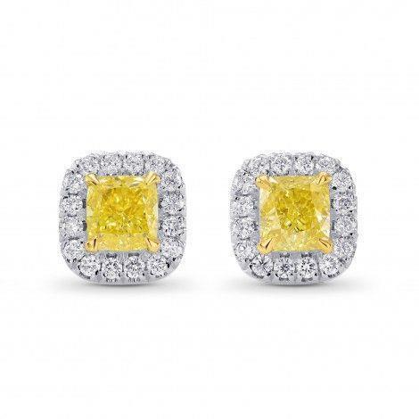 Women 14K White Gold Citrine Diamond Stud Halo Earring 13 Carats