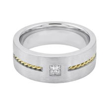 0.35 Carat Princess Cut Real Natural Earth Mined DIAMOND ( NOT LAB GROWN ) Men's Solitaire Ring Two Tone Gold 14K