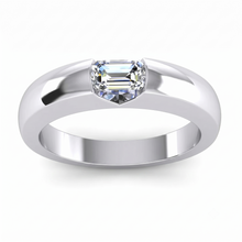 0.50 Carats Emerald Real Natural Earth Mined Diamond Gold Men's Ring East West