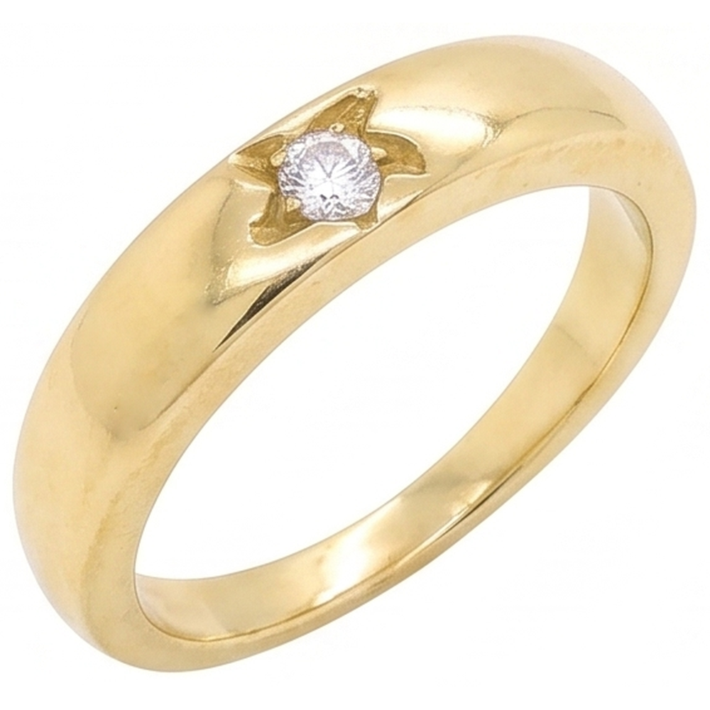 0.50 Carats Gypsy Natural Earth Mined Diamond Solitaire Ring Yellow Gold 14K