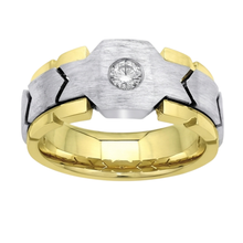 0.50 Carats Round Natural Earth Mined DIAMOND ( NOT LAB GROWN ) Solitaire Mens' Ring Two Tone Gold 14K