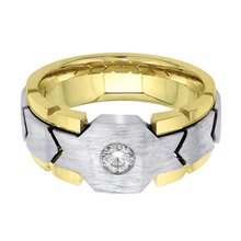 0.50 Carats Round Natural Earth Mined DIAMOND ( NOT LAB GROWN ) Solitaire Mens' Ring Two Tone Gold 14K