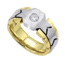 0.50 Carats Round Natural Earth Mined DIAMOND ( NOT LAB GROWN ) Solitaire Mens' Ring Two Tone Gold 14K