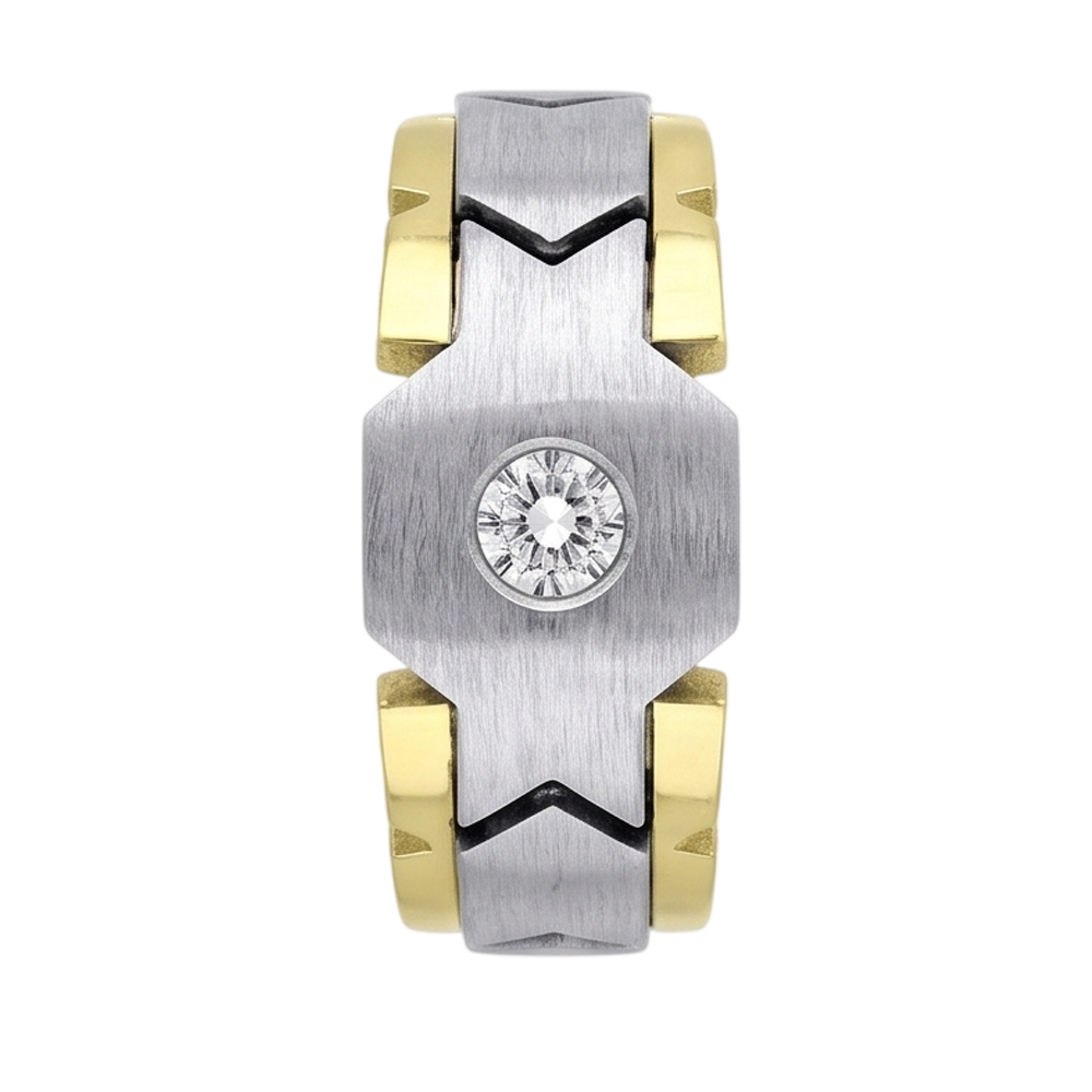 0.50 Carats Round Natural Earth Mined DIAMOND ( NOT LAB GROWN ) Solitaire Mens' Ring Two Tone Gold 14K