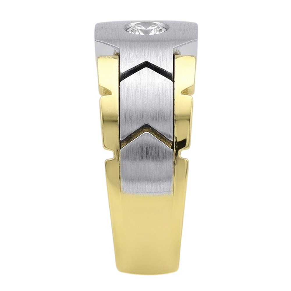 0.50 Carats Round Natural Earth Mined DIAMOND ( NOT LAB GROWN ) Solitaire Mens' Ring Two Tone Gold 14K