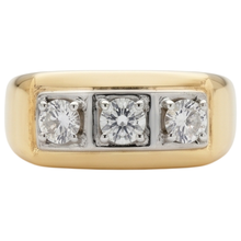 0.75 Carats Real Natural Earth Mined DIAMOND ( NOT LAB GROWN ) Men's Ring Three Stone 14K Two-Tone New