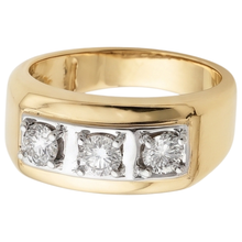 0.75 Carats Real Natural Earth Mined DIAMOND ( NOT LAB GROWN ) Men's Ring Three Stone 14K Two-Tone New