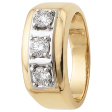 0.75 Carats Real Natural Earth Mined DIAMOND ( NOT LAB GROWN ) Men's Ring Three Stone 14K Two-Tone New