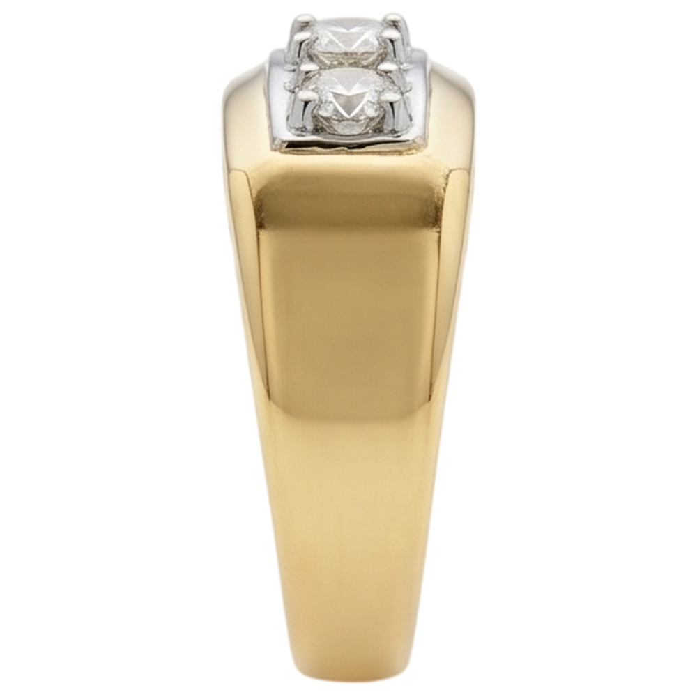 0.75 Carats Real Natural Earth Mined DIAMOND ( NOT LAB GROWN ) Men's Ring Three Stone 14K Two-Tone New